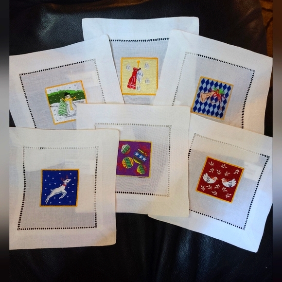 Cost Plus World Market Other - Holiday linen embroidered napkins 6